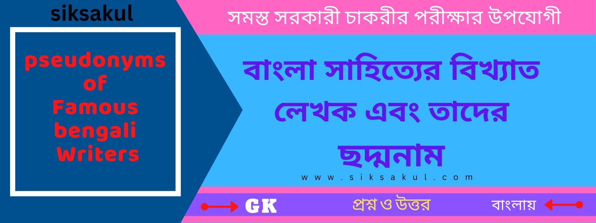 Pseudonyms of famous writers of Bengali literature