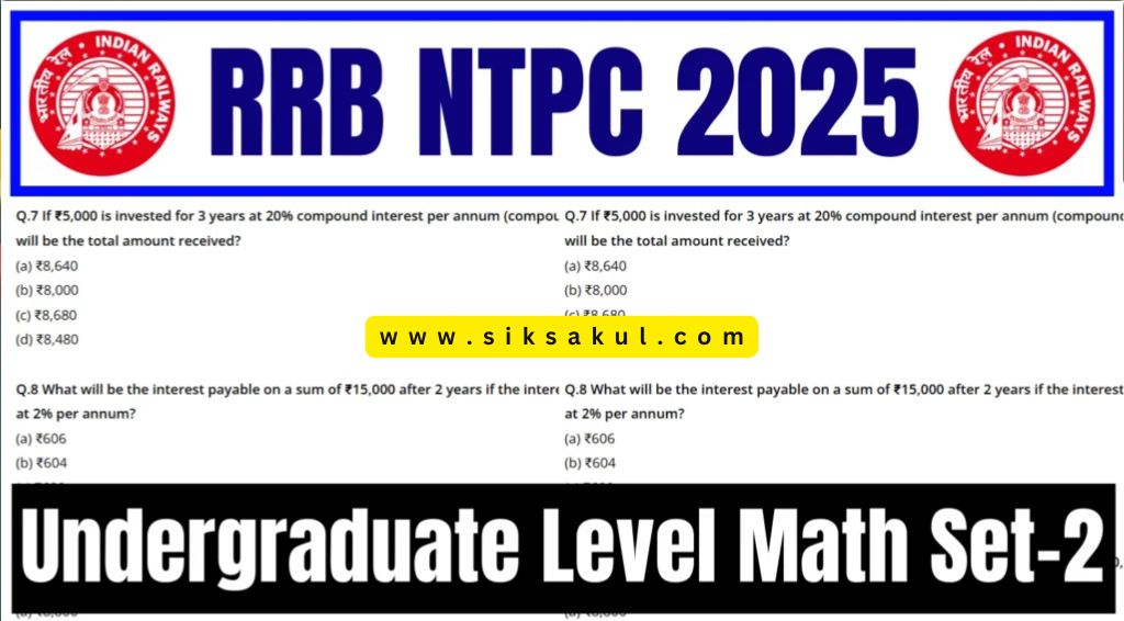 RRB NTPC 2025 Undergraduate Level CBT Math Practice Set-2