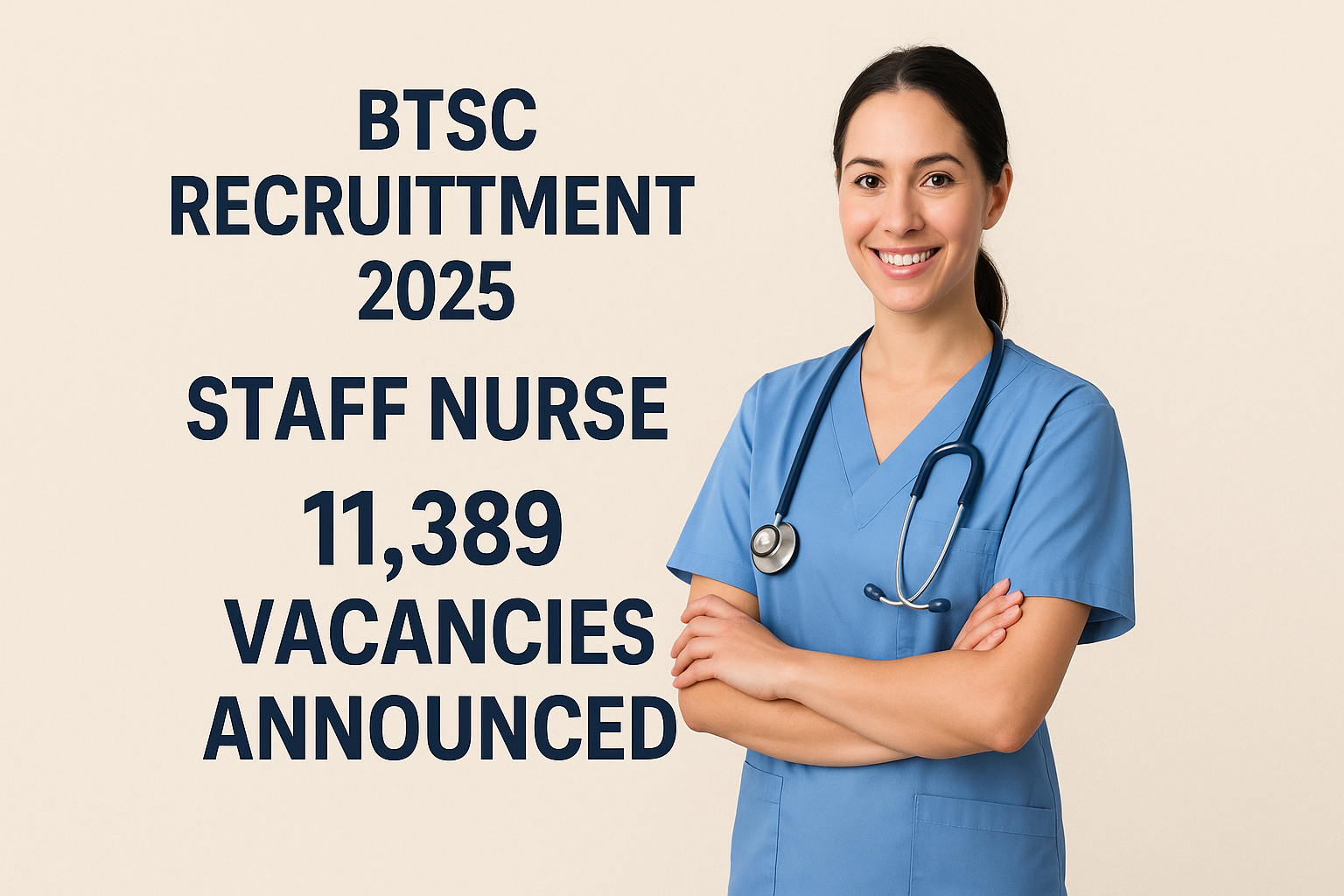BTSC Recruitment 2025 for Staff Nurse – 11389 Vacancies Announced
