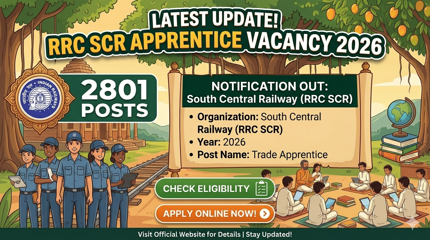Latest Update! RRC SCR Apprentice Vacancy 2026: 2801 Posts Notification Out, Check Eligibility and Apply, siksakul