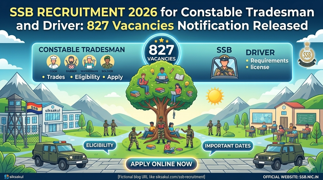 SSB Recruitment 2026 for Constable Tradesman and Driver: 827 Vacancies Notification Released