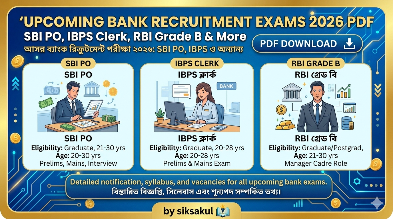 Upcoming Bank Recruitment Exams 2026 PDF: SBI PO, IBPS Clerk, RBI Grade B & More