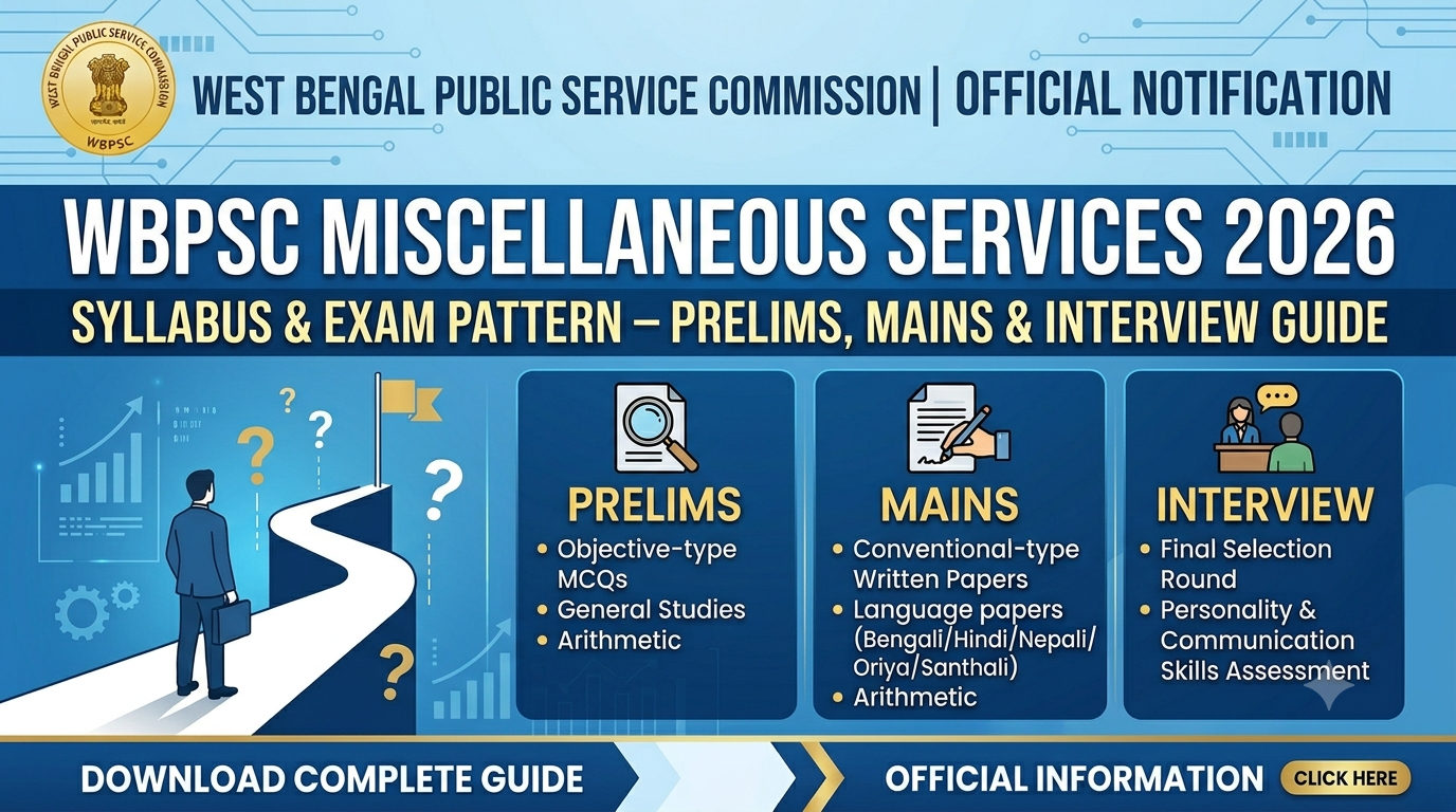 WBPSC Miscellaneous Services 2026 Syllabus & Exam Pattern – Prelims, Mains & Interview Guide