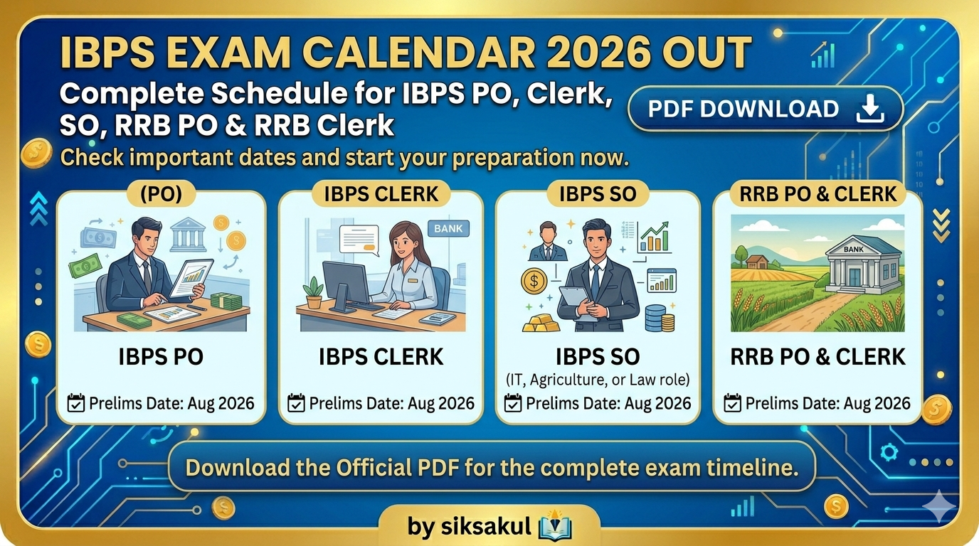 IBPS Exam Calendar 2026 Out: Complete Schedule for IBPS PO, Clerk, SO, RRB PO & RRB Clerk