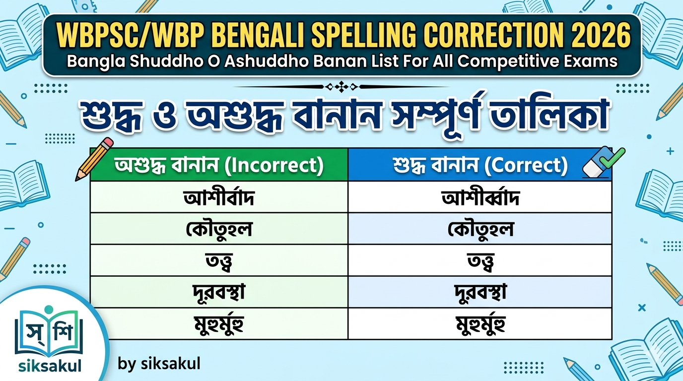 Bangla Shuddho O Ashuddho Banan List For All Competitive Exams, siksakul