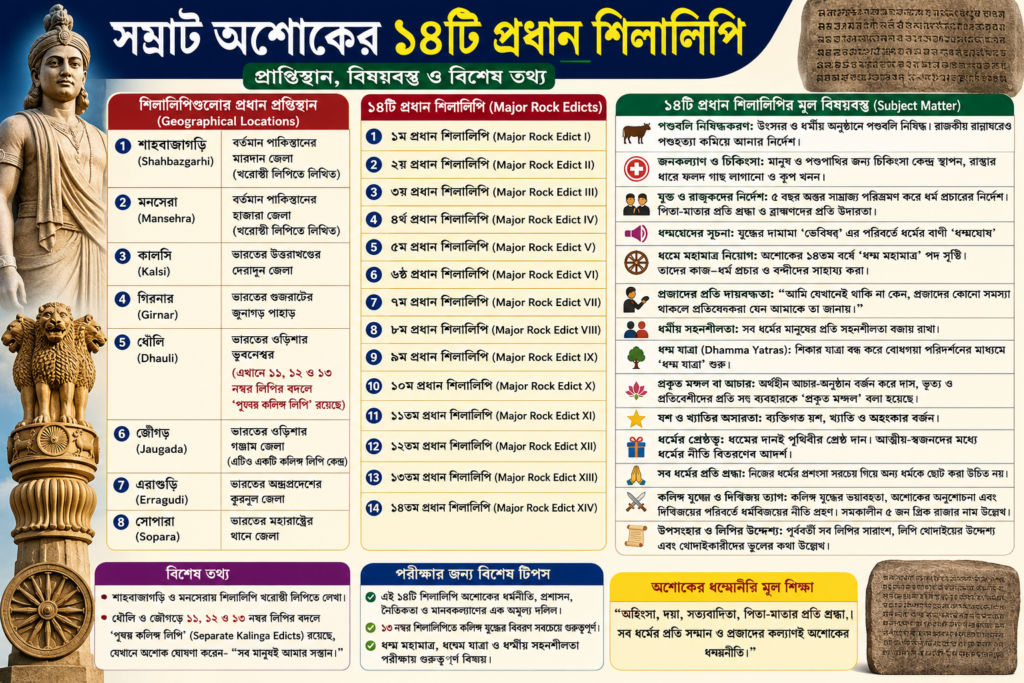 অশোকের প্রধান শিলালিপির প্রাপ্তিস্থান siksakul 